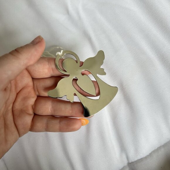 2.5" Silver Nickel Plated Angel Engravable Bookmark White Tassel Holiday - Picture 3 of 5